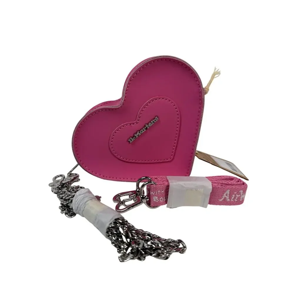 Dr. Martens Mini Heart Shaped Crossbody Bag Fondant Pink Kiev‎ Leather 2 Straps
